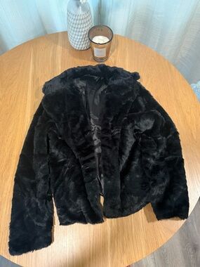 Lux Black Faux Fur Teddy Coat for Women